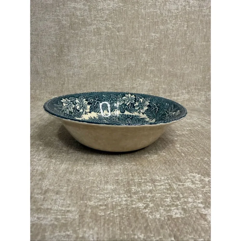 Royal Tudor Ware Staffordshire Coaching Taverns 1828 Serving Bowl Blue White